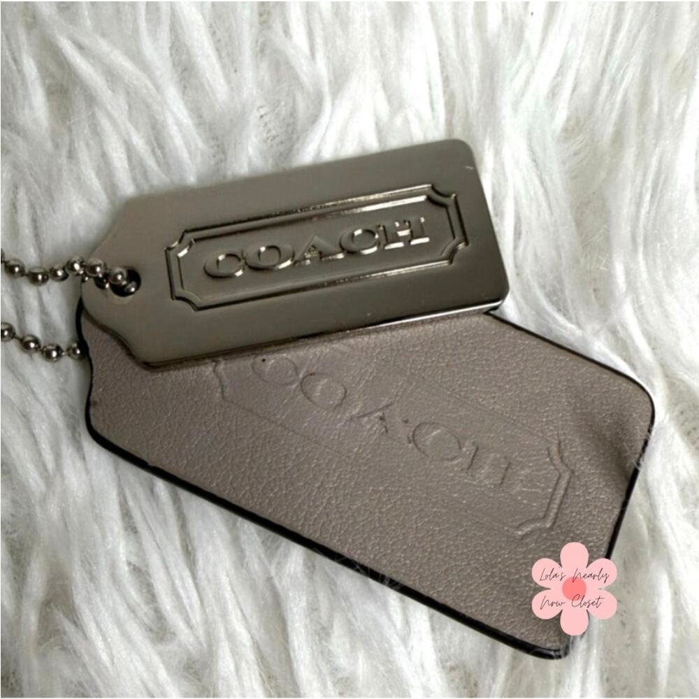 2" Gray 1.5" Silver COACH Set Legacy Fob Bag Charm Hang tag Hangtag